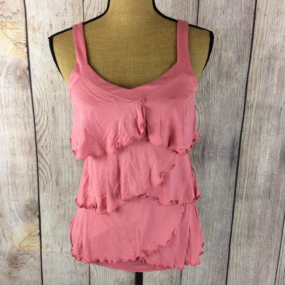 New York & Company Tops - **SOLD** Pink Sleeveless Tiered Ruffle Tank Top
